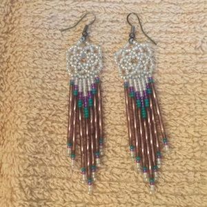 Dream catcher bead earrings